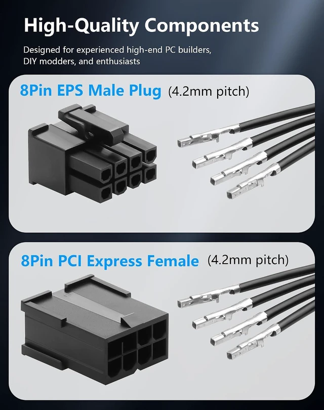 Alt view image 4 of 6 - Molex LP4 IDE 4-Pin Female to Bare Wire 18AWG Flat Modular PSU Cable Kit with 55