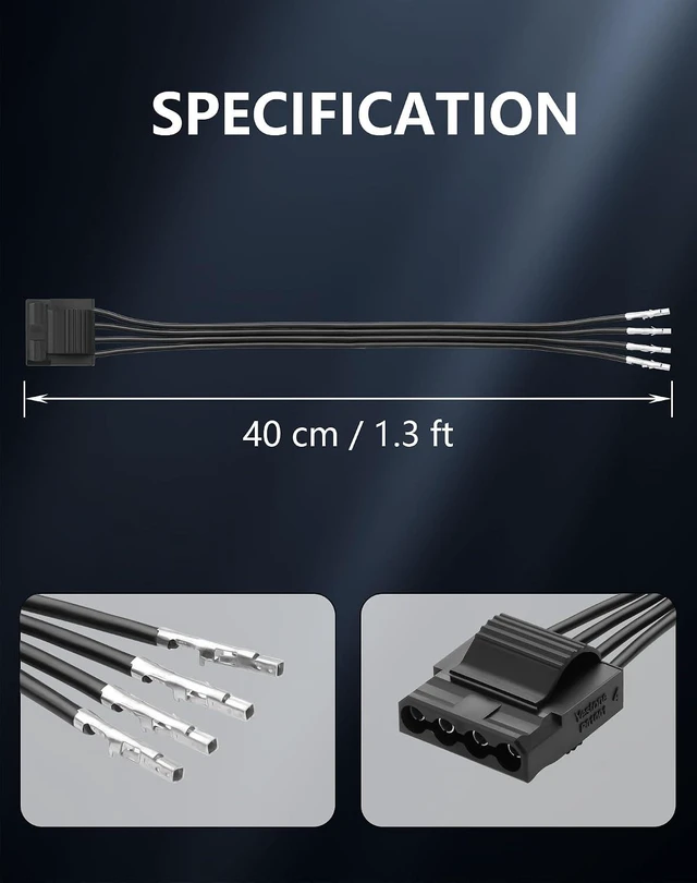 Alt view image 6 of 6 - Molex LP4 IDE 4-Pin Female to Bare Wire 18AWG Flat Modular PSU Cable Kit with 55