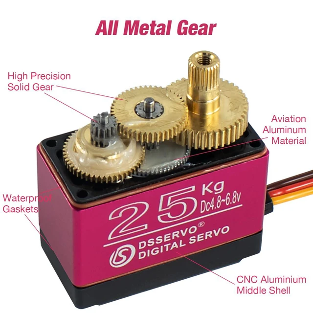 Alt view image 3 of 7 - DS3225 25kg RC Servo High Torque Full Metal Gears Waterproof Digital Servo Compa