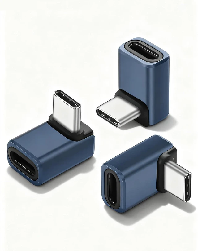 Main image of Up Angle USB C Adapter 3 Pack, 90 Degree USB C Male to USB Type-C Female Adapter