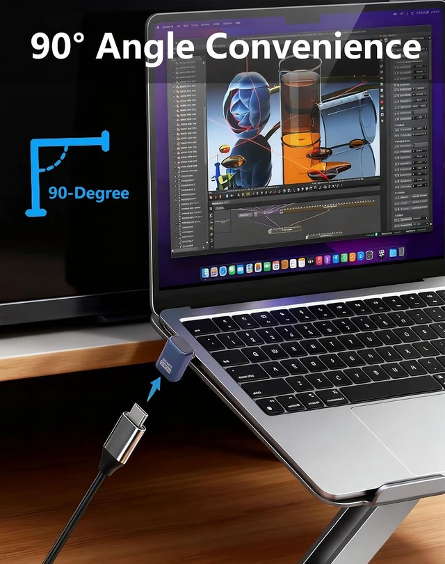 Alt view image 2 of 7 - Up Angle USB C Adapter 3 Pack, 90 Degree USB C Male to USB Type-C Female Adapter