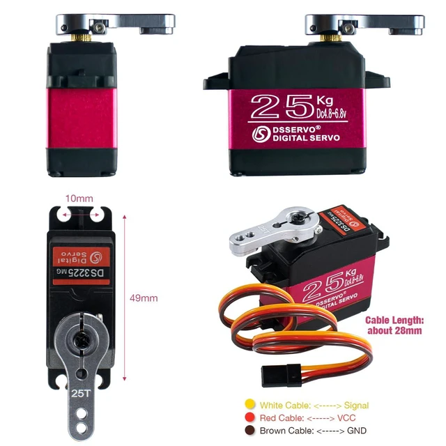 Alt view image 6 of 7 - DS3225 25kg RC Servo High Torque Full Metal Gears Waterproof Digital Servo Compa