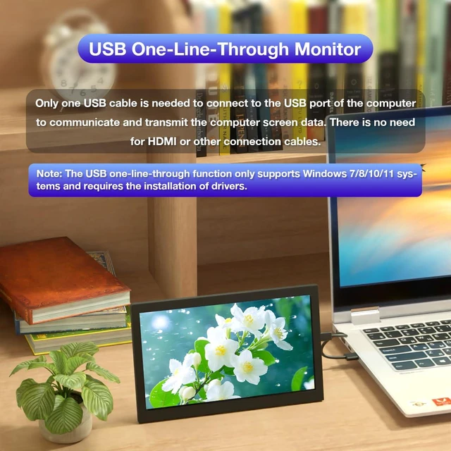 Alt view image 3 of 7 - 7 Inches USB C Mini Monitor 1024x600 IPS LCD Display Type C Secondary Screen for