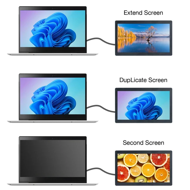 Alt view image 4 of 7 - 7 Inches USB C Mini Monitor 1024x600 IPS LCD Display Type C Secondary Screen for