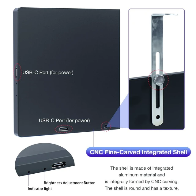 Alt view image 6 of 7 - 7 Inches USB C Mini Monitor 1024x600 IPS LCD Display Type C Secondary Screen for