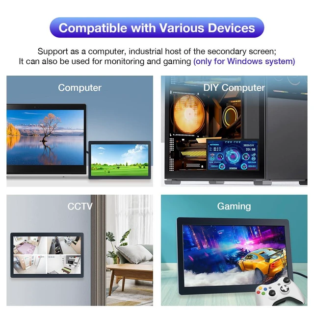 Alt view image 7 of 7 - 7 Inches USB C Mini Monitor 1024x600 IPS LCD Display Type C Secondary Screen for
