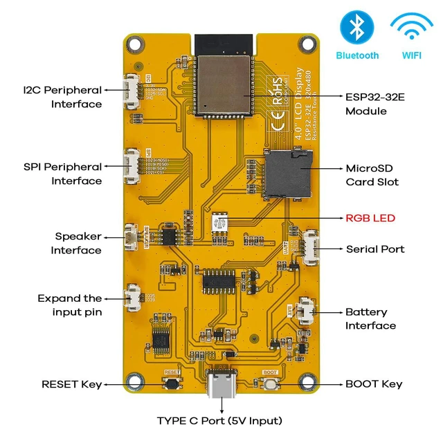 Alt view image 4 of 7 - 4.0 Inch ESP32 Display Resistive Touchscreen with Acrylic Case, ILI9341 Driver 2