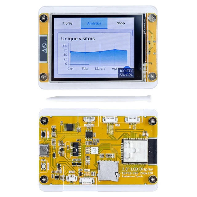 Alt view image 6 of 7 - 2.8 Inch ESP32 Display Resistive Touchscreen with Acrylic Case, ILI9341 Driver 2