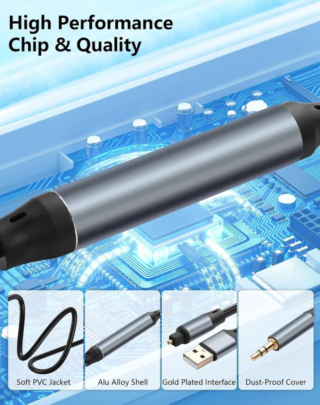 Alt view image 5 of 7 - Toslink Optical SPDIF to 3.5mm AUX Audio Adapter Cable 6 Ft, 24bit / 192KHz SPDI