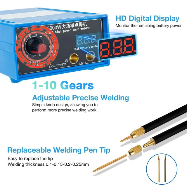 Alt view image 4 of 7 - 5000W Battery Spot Welder, Portable Adjustable Spot Welding Machine for 18650 Li