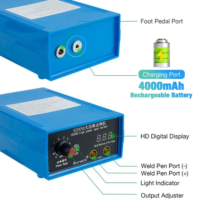 Alt view image 5 of 7 - 5000W Battery Spot Welder, Portable Adjustable Spot Welding Machine for 18650 Li