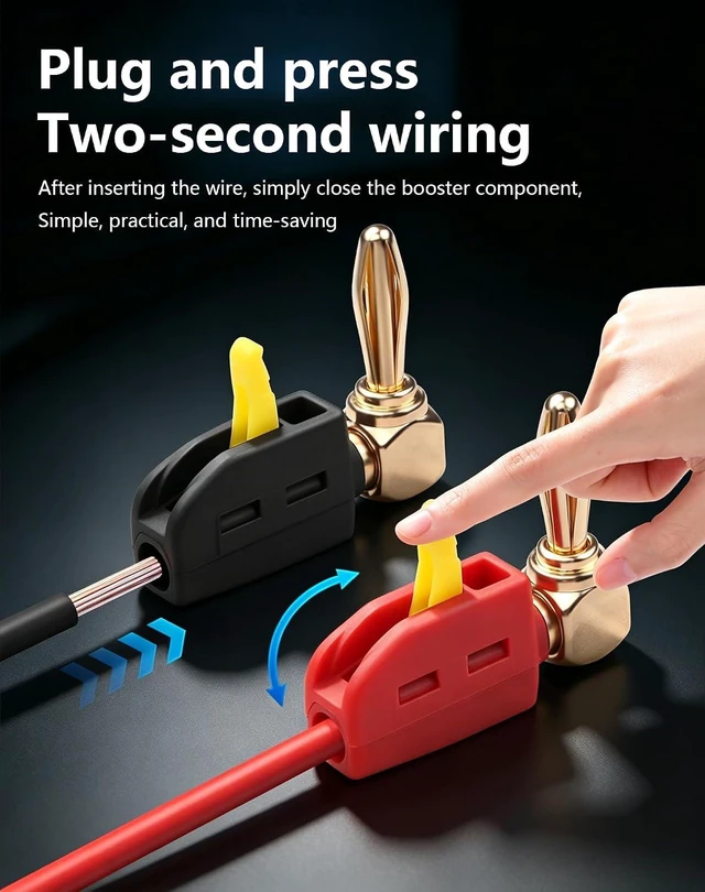 Alt view image 2 of 6 - 90 Degree 4mm Banana Plugs, High Current Quick Connect 24K Gold Plated Right Ang