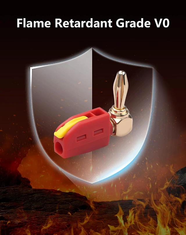 Alt view image 4 of 6 - 90 Degree 4mm Banana Plugs, High Current Quick Connect 24K Gold Plated Right Ang