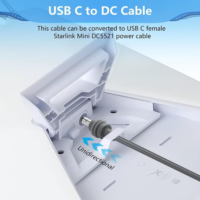 Alt view image 2 of 6 - 9.8FT Starlink Mini USB C Female to DC Power Cable,PD 20V 100W USB Type C to DC