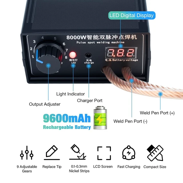 Alt view image 5 of 7 - 8000W Handheld Battery Spot Welder, Portable DIY Welding Machine, High-Power Spo
