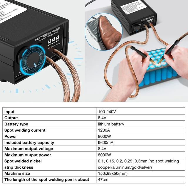Alt view image 7 of 7 - 8000W Handheld Battery Spot Welder, Portable DIY Welding Machine, High-Power Spo
