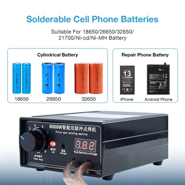 Alt view image 6 of 7 - 8000W Handheld Battery Spot Welder, Portable DIY Welding Machine, High-Power Spo