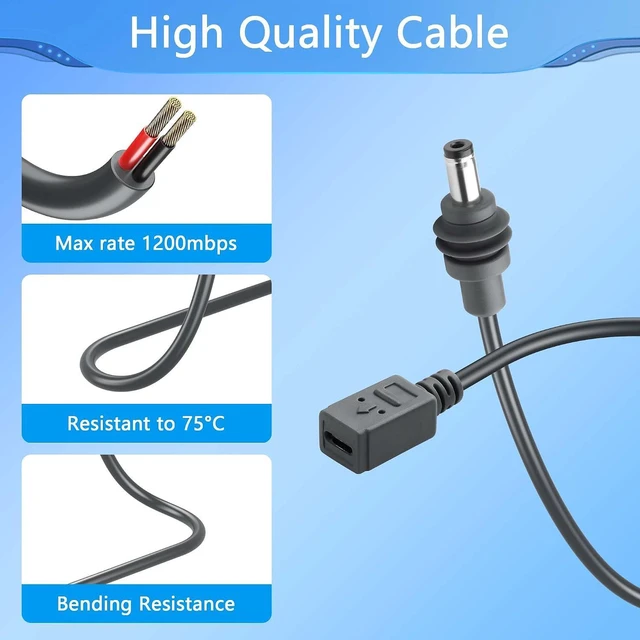Alt view image 5 of 6 - 9.8FT Starlink Mini USB C Female to DC Power Cable,PD 20V 100W USB Type C to DC