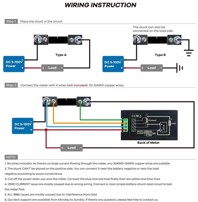 Alt view image 6 of 7 - DC 6.5-100V 0-100A LCD Display Digital Power Monitoring Meter Voltage Current Po