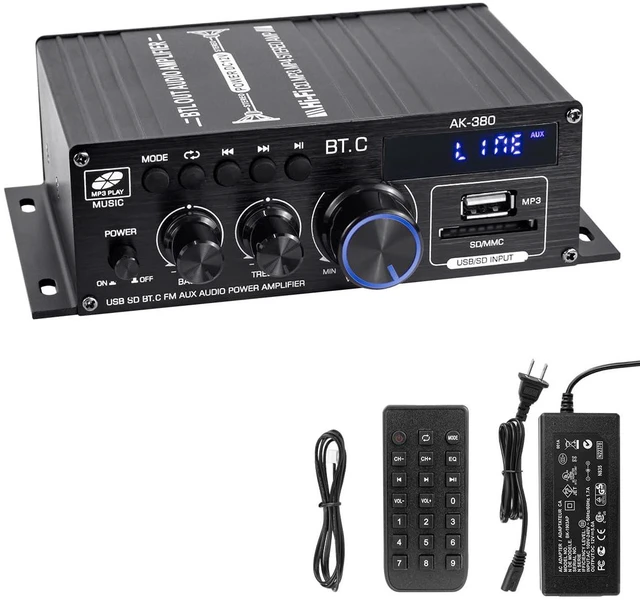 Main image of Bluetooth 5.0 Audio Amplifier 400W+400W 2.0 CH AMP HiFi Stereo Treble Bass Audio