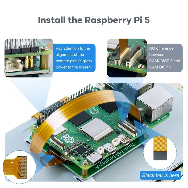 Alt view image 4 of 7 - 7 Inch Touchscreen IPS DSI Display Compatible with Raspberry Pi 5, 800x480 Capac
