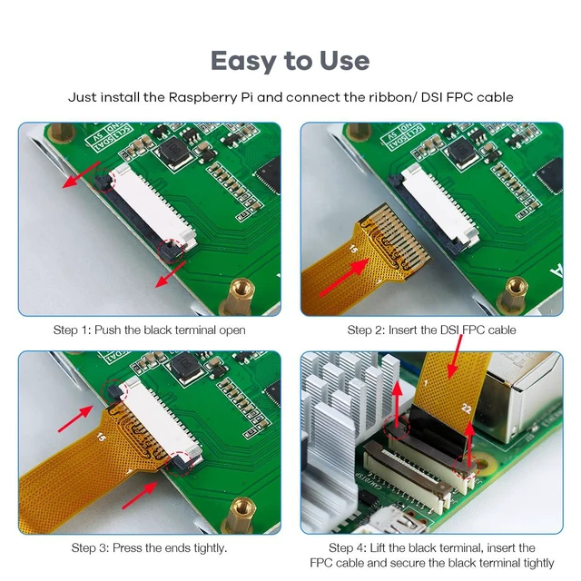 Alt view image 5 of 7 - 7 Inch Touchscreen IPS DSI Display Compatible with Raspberry Pi 5, 800x480 Capac