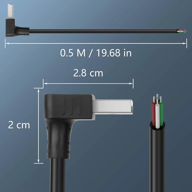 Alt view image 6 of 6 - 2PCS Short USB A Male 4 Pin Bare Wire,Up Angle 24AWG USB 2.0 Male Plug to Bare W