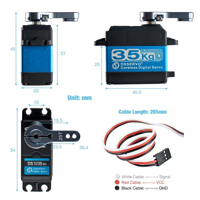 Alt view image 5 of 7 - DS3235 35kg Digital RC Servo High Torque All Metal Gear Coreless Motor Waterproo