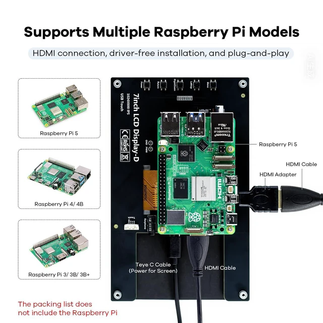 Alt view image 5 of 7 - 7 Inches Touchscreen IPS LCD Display Panel 1024×600 HDMI Capacitive Touch Screen