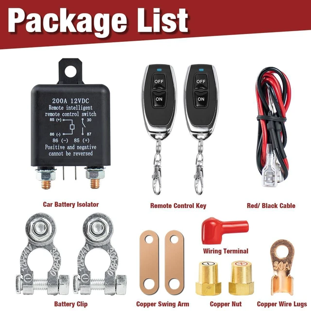 Alt view image 6 of 7 - Remote Battery Disconnect Switch Kit DC 12V 200A for Cars Auto RV Truck Anti-The