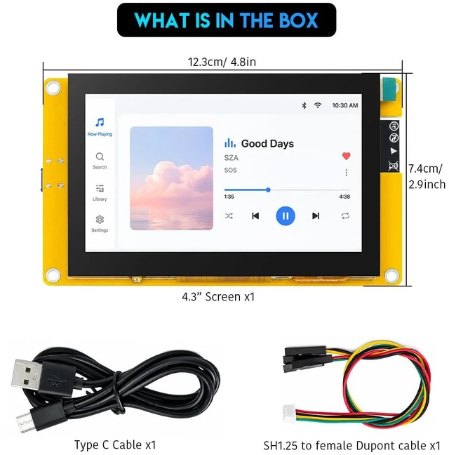 Alt view image 6 of 7 - 4.3 Inch ESP32-S3 Display Touchscreen Development Board 800x480 IPS