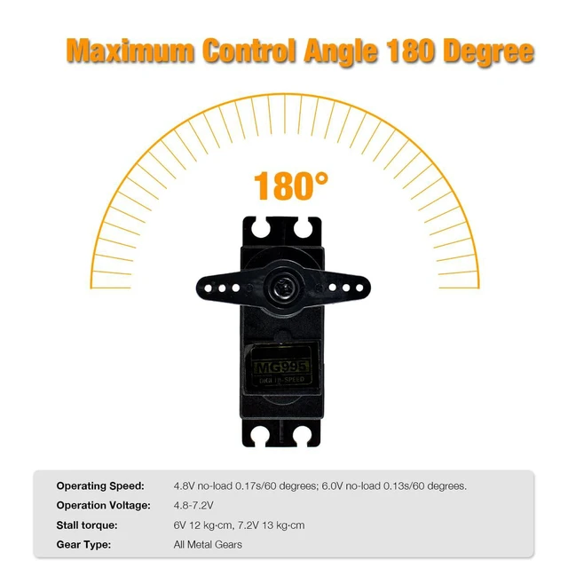 Alt view image 3 of 7 - 4Pack MG995 Servo Motors Digital RC Servo Metal Gears High Speed Torque for Smar