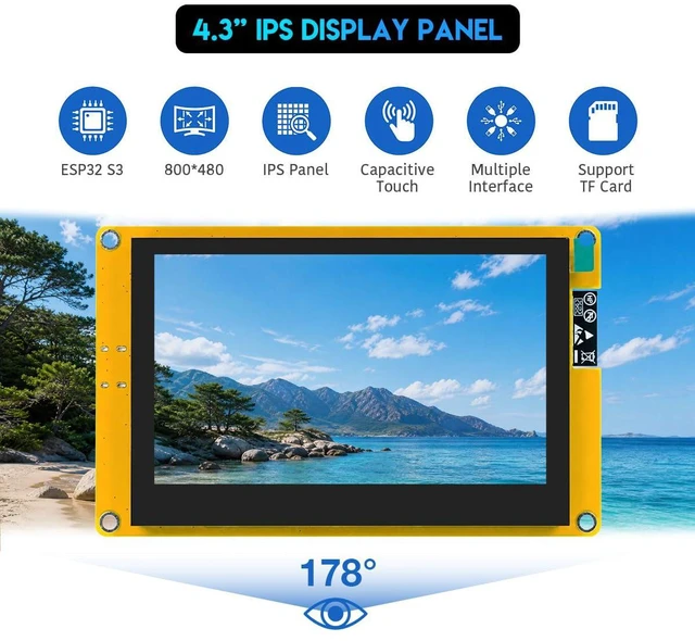 Alt view image 2 of 7 - 4.3 Inch ESP32-S3 Display Touchscreen Development Board 800x480 IPS