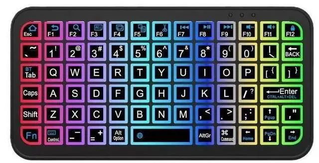 Main image of M7 Wireless Bluetooth Keyboard with Colorful Backlit, Portable Mini Bluetooth Keyboard for Tablet, Laptop, Phone Compatible with Windows, Android, Mac, 3 System Switch