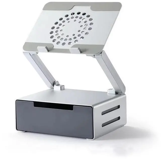 Main image of N48 Foldable Laptop Cooling Stand with Fan, Drawer Storage, and USB Hub Stepless Angle Adjustment, Ergonomic Notebook Riser for 12-17 Inch Laptops Protects Cervical Spine