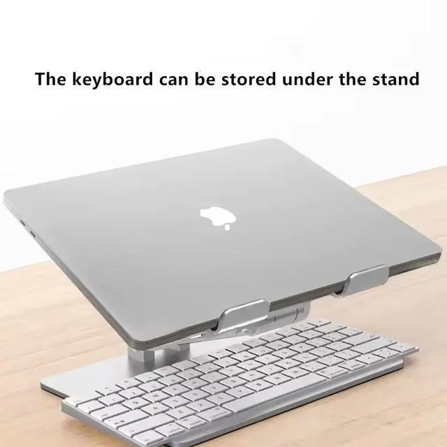 Alt view image 2 of 5 - N30-3 Foldable Laptop Stand, Adjustable Height & Angle Aluminum Notebook Riser Ergonomic Desktop Holder for 11-17 Inch Laptops, Portable Lightweight for MacBook