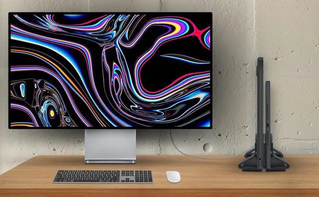 Alt view image 2 of 5 - Aluminum Dual Vertical Laptop Stand Dock Holder, Supports 2 Devices, Adjustable Slot Width 15-36mm, Space-Saving Upright Storage for MacBook and Laptops