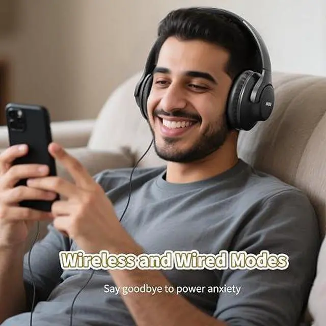 Alt view image 2 of 5 - Bluetooth Headphones Over Ear, 65 Hours Playtime Wireless Headphones with Microphone, Foldable Lightweight Headset with Deep Bass, HiFi Stereo Sound Low Latency for Travel Work Cellphone