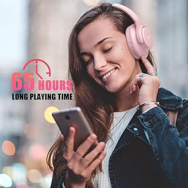 Alt view image 3 of 5 - Bluetooth Headphones Over Ear, 65 Hours Playtime Wireless Headphones with Microphone, Foldable Lightweight Headset with Bass and Stereo Sound Low Latency for Travel Work Cellphone