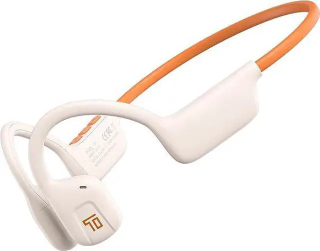 Main image of Open-Ear Bluetooth Bone Conduction Sport Headphones - Wireless Earphones for Workouts and Running - Built-in Mic, Sweat Resistant Headset for Running, Cycling, Hiking (White-Orange)