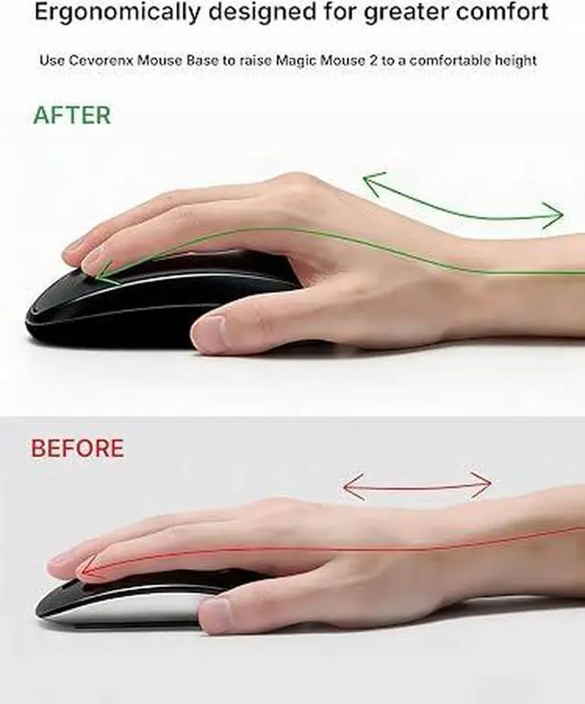 Alt view image 4 of 6 - Mouses Charger Base Wireless Charging Dock for Apple Magic Mouse 2 (Lightning), Ergonomic Wand Mouse Grip with MagSafe Charging Support (Black),Charger and Mouse not Included