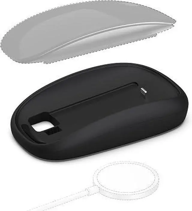 Main image of Mouses Charger Base Wireless Charging Dock for Apple Magic Mouse 2 (Lightning), Ergonomic Wand Mouse Grip with MagSafe Charging Support (Black),Charger and Mouse not Included