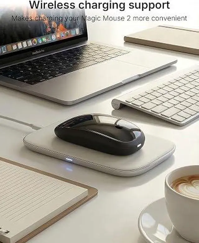 Alt view image 2 of 6 - Mouses Charger Base Wireless Charging Dock for Apple Magic Mouse 2 (Lightning), Ergonomic Wand Mouse Grip with MagSafe Charging Support (Black),Charger and Mouse not Included