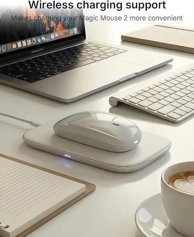 Alt view image 4 of 6 - Mouses Charger Base Wireless Charging Dock for Apple Magic Mouse 2 (Lightning), Ergonomic Wand Apple Mouse Grip with MagSafe Charging Support (White),Charger and Mouse not Included