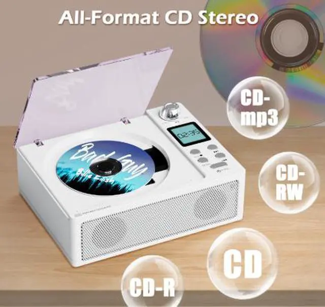 Alt view image 3 of 4 - Portable Retro CD Player with Bluetooth, USB, TF Card & FM Radio, Rechargeable Home Stereo Speaker System with Remote Control, MP3 CD Player