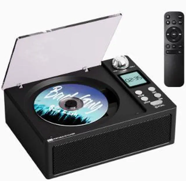 Main image of Portable Retro CD Player with Bluetooth, USB, TF Card & FM Radio, Rechargeable Home Stereo Speaker System with Remote Control, MP3 CD Player Black