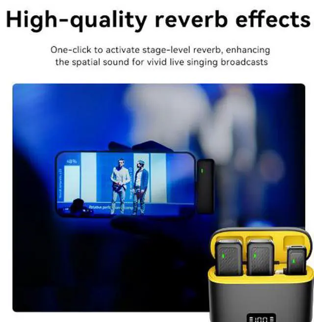 Alt view image 2 of 3 - Wireless Lavalier Microphone for iPhone 15 & USB-C Devices, Dual Clip-On Mic with Charging Case, 2.4GHz ANC Noise Cancellation, 40M Transmission for Video Recording, Live Streaming & Interviews