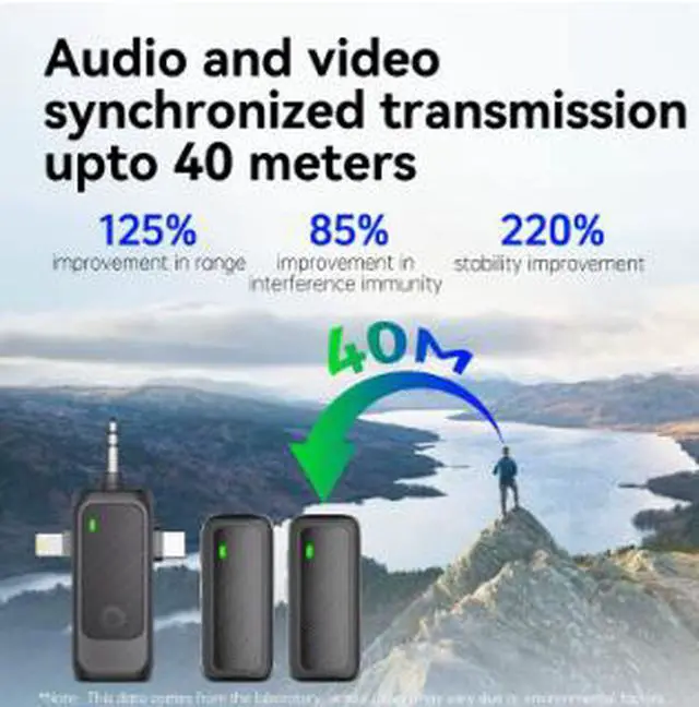 Alt view image 3 of 4 - X7 Mini Wireless Lavalier Microphone with ANC Noise Cancellation, 3-in-1 Clip-On Mic, 2.4GHz Adaptive Frequency, 40M Transmission Range, 8H Battery Life for Live Streaming, Recording & Vlogging