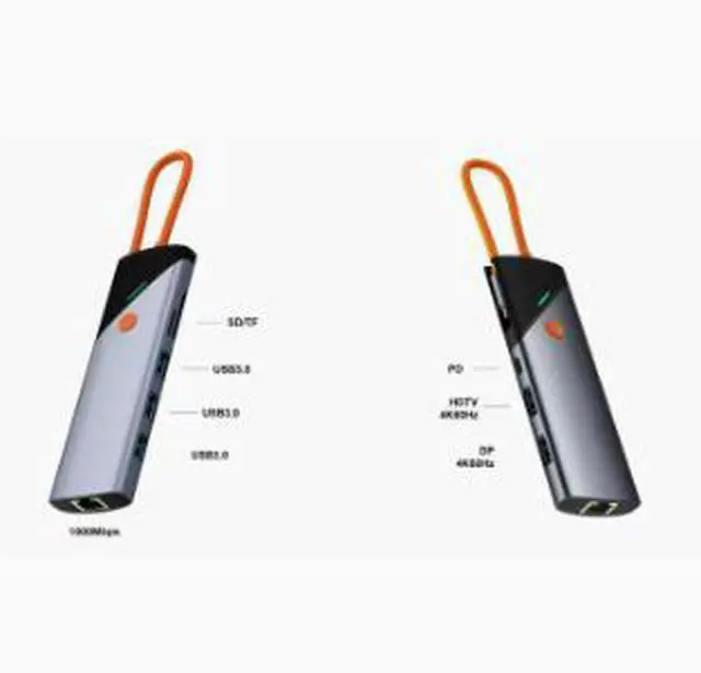 Alt view image 2 of 5 - AP-104 9-in-1 USB-C Hub with 4K@60Hz HDMI, Gigabit Ethernet, SD/TF Card Reader, USB 3.0 Ports, PD 100W Charging, One-Click Screen Lock for Laptop & MacBook
