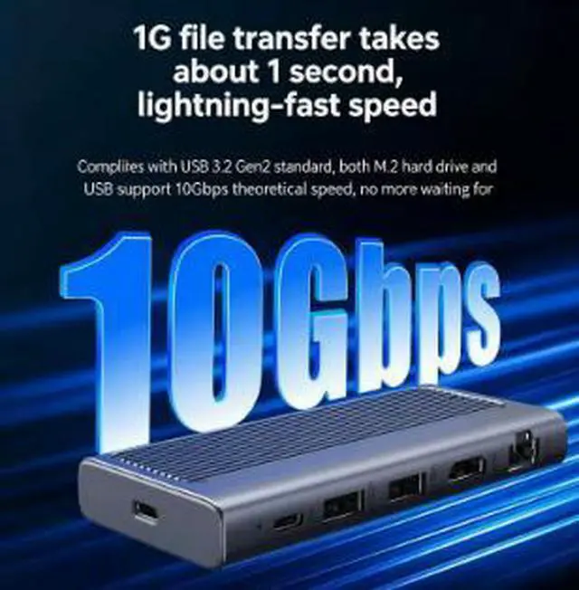 Alt view image 2 of 4 - USB-C Hub with M.2 SSD Enclosure, 6-in-1 USB 3.2 Gen 2 Docking Station, 10Gbps Data Transfer, 4K@60Hz HDMI, Gigabit Ethernet, PD 100W Charging for Laptop MacBook